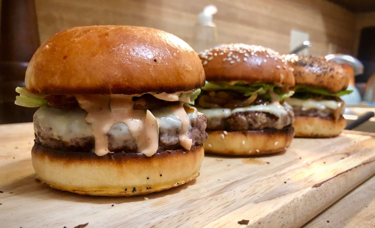 The Party Pack — burger patties, brats, chicken wings, and snack sticks from Little Blue's Farm